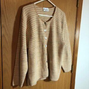 Vintage Reba Rose Cardigan Sweater NWOT Orange Yellow Cream Excellent 2X 3X